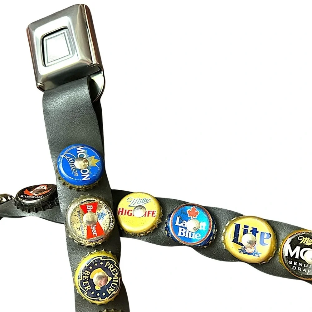 Vintage Seat Belt buckle beer cap belt rare unique conversation piece EUC - Picture 4 of 13